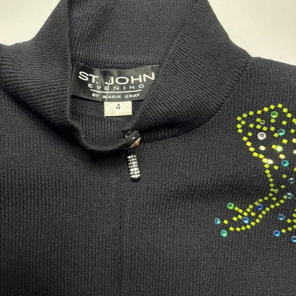 St. John Evening Embellished Black Knit Jacket – Size 4 - Picture 3 of 6